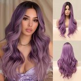 24'' Long Ombre Purple Loose Wave Wig with Middle Part